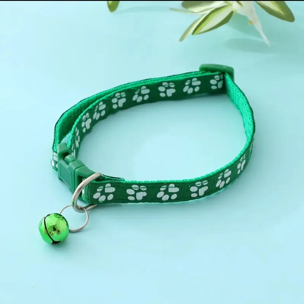 Green cat collar with bell